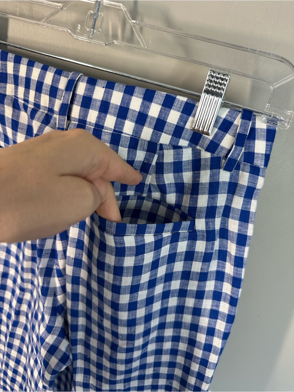 J. Crew Blue And White Linen Gingham Pants Trousers Slacks Size 00 - Picture 11 of 16